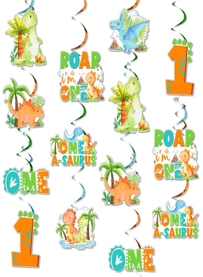 Funmemoir Dinosaur 1st Birthday Decorations Boy - 24PCS Dinosaur Hanging Swirls, One a Saurus Birthday Party Spiral Hangings for Dino Jungle Safari Animal First Birthday Party - Image 1